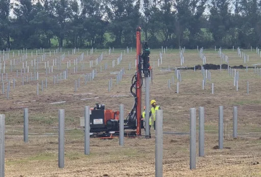 Construction of foundations for a photovoltaic power plant near Dobrich