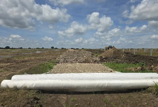 Construction of foundations for a photovoltaic power plant near Dobrich
