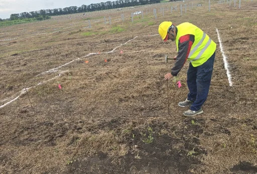 Construction of foundations for a photovoltaic power plant near Dobrich