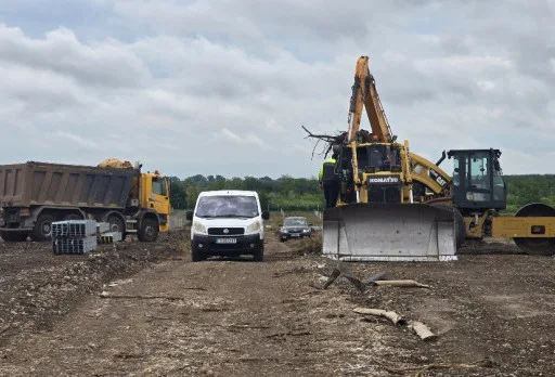 Construction of foundations for a photovoltaic power plant near Dobrich