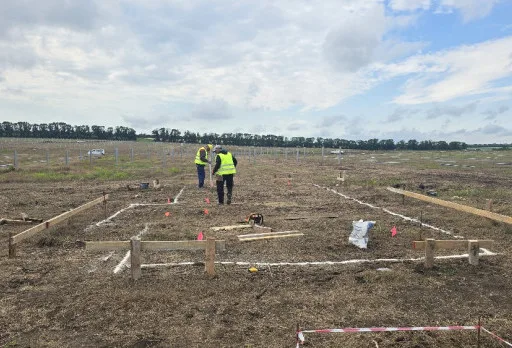 Construction of foundations for a photovoltaic power plant near Dobrich