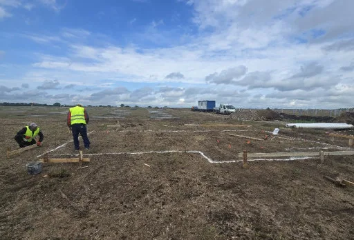 Construction of foundations for a photovoltaic power plant near Dobrich
