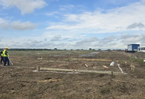 Construction of foundations for a photovoltaic power plant near Dobrich