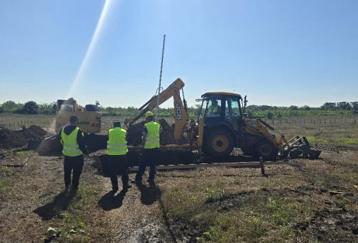 Construction of foundations for a photovoltaic power plant near Dobrich