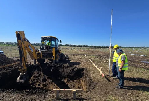 Construction of foundations for a photovoltaic power plant near Dobrich