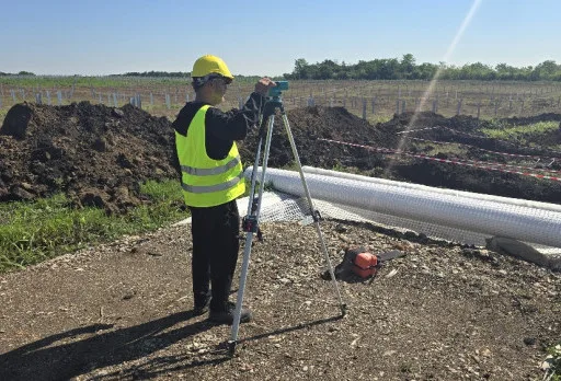 Construction of foundations for a photovoltaic power plant near Dobrich