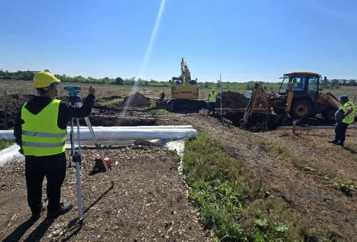 Construction of foundations for a photovoltaic power plant near Dobrich