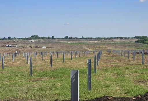 Construction of foundations for a photovoltaic power plant near Dobrich
