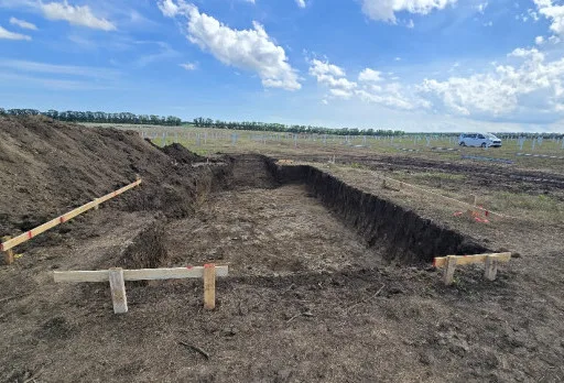 Construction of foundations for a photovoltaic power plant near Dobrich