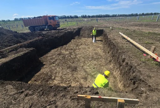 Construction of foundations for a photovoltaic power plant near Dobrich