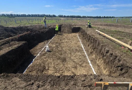 Construction of foundations for a photovoltaic power plant near Dobrich