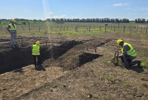 Construction of foundations for a photovoltaic power plant near Dobrich