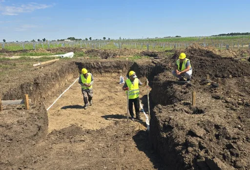 Construction of foundations for a photovoltaic power plant near Dobrich