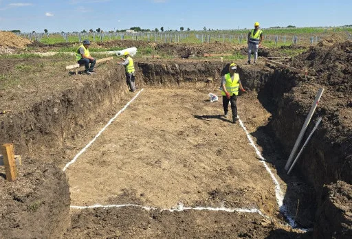 Construction of foundations for a photovoltaic power plant near Dobrich