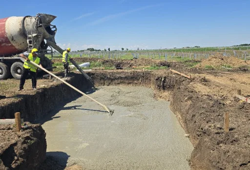 Construction of foundations for a photovoltaic power plant near Dobrich