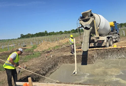 Construction of foundations for a photovoltaic power plant near Dobrich