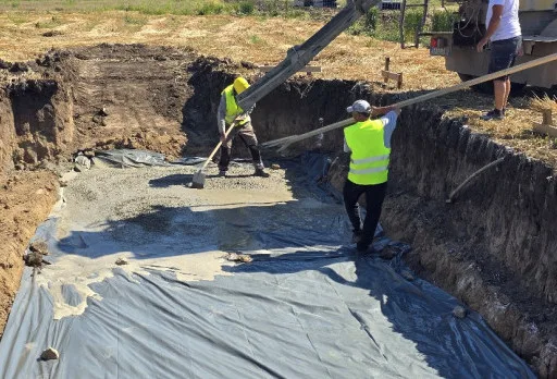 Construction of foundations for a photovoltaic power plant near Dobrich