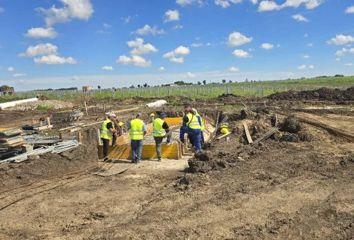 Construction of foundations for a photovoltaic power plant near Dobrich