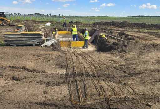 Construction of foundations for a photovoltaic power plant near Dobrich