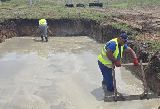 Construction of foundations for a photovoltaic power plant near Dobrich