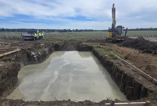 Construction of foundations for a photovoltaic power plant near Dobrich