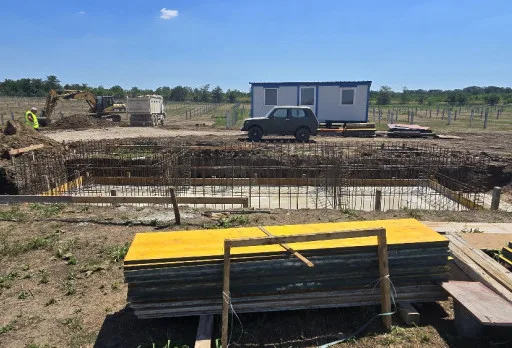 Construction of foundations for a photovoltaic power plant near Dobrich