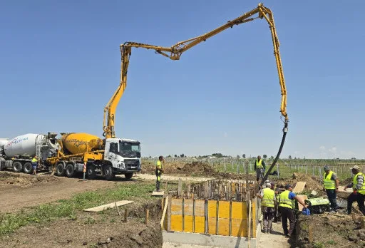 Construction of foundations for a photovoltaic power plant near Dobrich