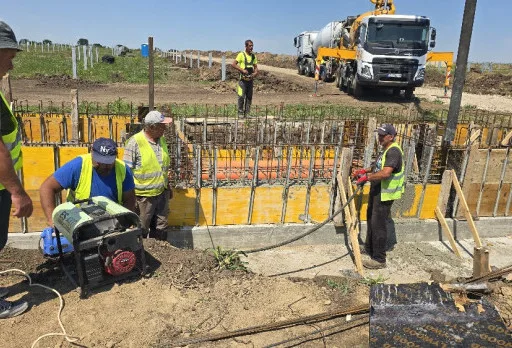 Construction of foundations for a photovoltaic power plant near Dobrich