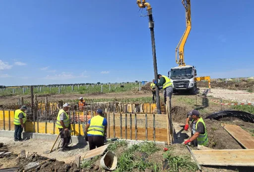 Construction of foundations for a photovoltaic power plant near Dobrich