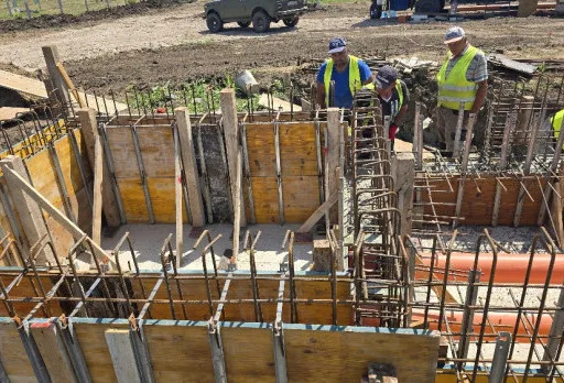 Construction of foundations for a photovoltaic power plant near Dobrich