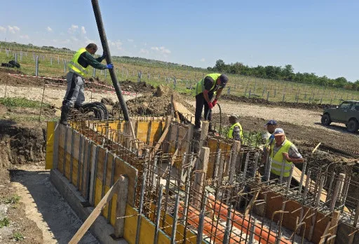 Construction of foundations for a photovoltaic power plant near Dobrich