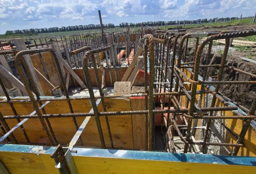 Construction of foundations for a photovoltaic power plant near Dobrich