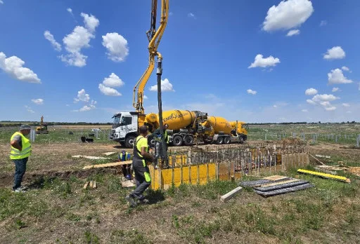 Construction of foundations for a photovoltaic power plant near Dobrich