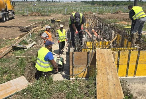 Construction of foundations for a photovoltaic power plant near Dobrich