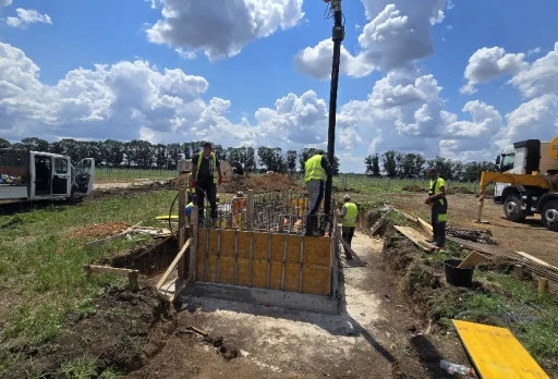 Construction of foundations for a photovoltaic power plant near Dobrich