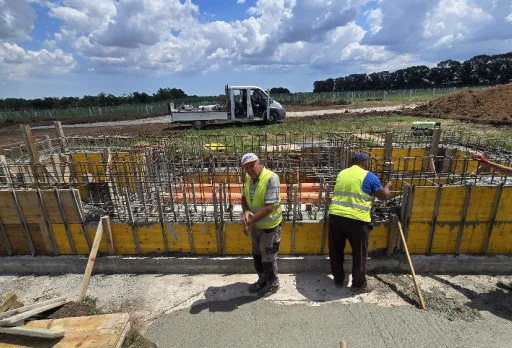 Construction of foundations for a photovoltaic power plant near Dobrich