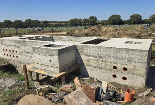 Construction of foundations for a photovoltaic power plant near Dobrich