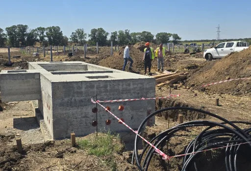 Construction of foundations for a photovoltaic power plant near Dobrich