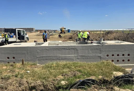 Construction of foundations for a photovoltaic power plant near Dobrich