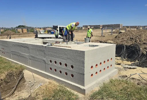 Construction of foundations for a photovoltaic power plant near Dobrich