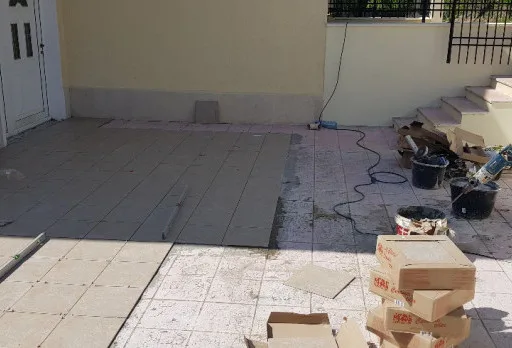 Patio and garage entrance tiling in a villa near Balchik