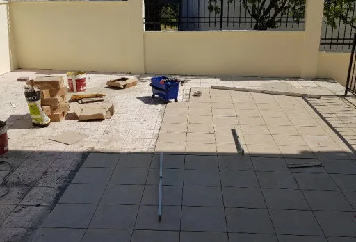 Patio and garage entrance tiling in a villa near Balchik