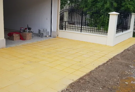 Patio and garage entrance tiling in a villa near Balchik