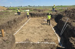 Construction of foundations for a photovoltaic power plant near Dobrich